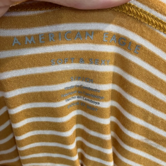 american eagle outfitters • soft and sexy yellow stripe v neck tee - Picture 3 of 3